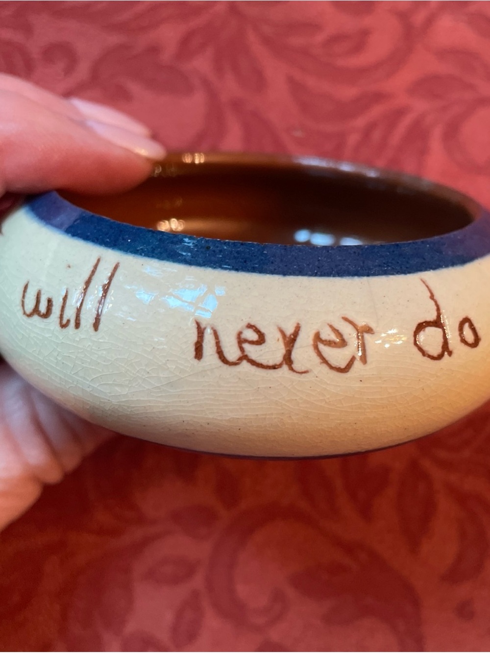 Vintage English Motto trinket ring dish
